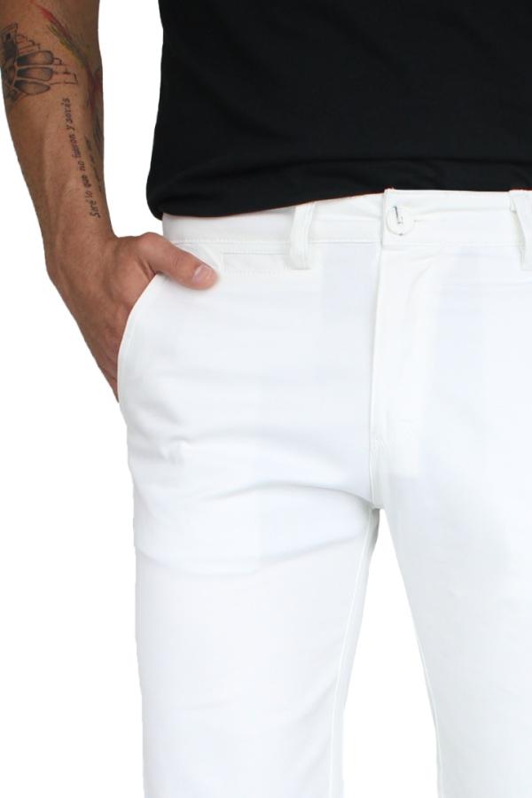 Bermuda De Vestir Color Blanco De Algodón Corte Slim Fit Para Hombre